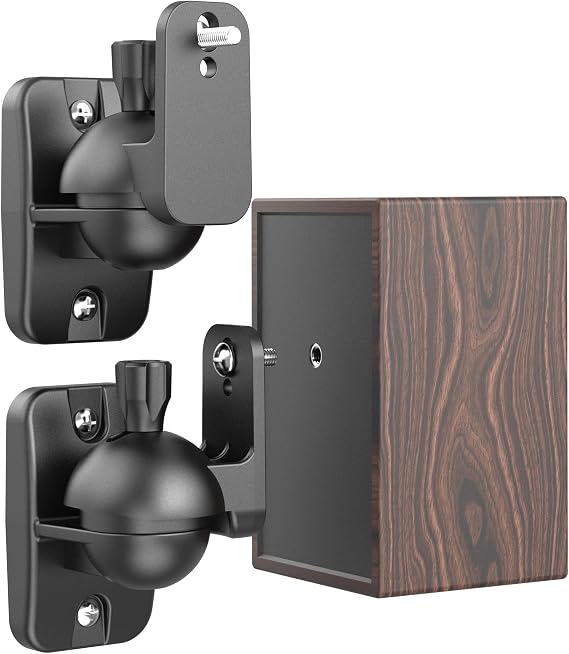 Cozycase Speaker Wall Mount Brackets with Fittings, Black 2 Pcs