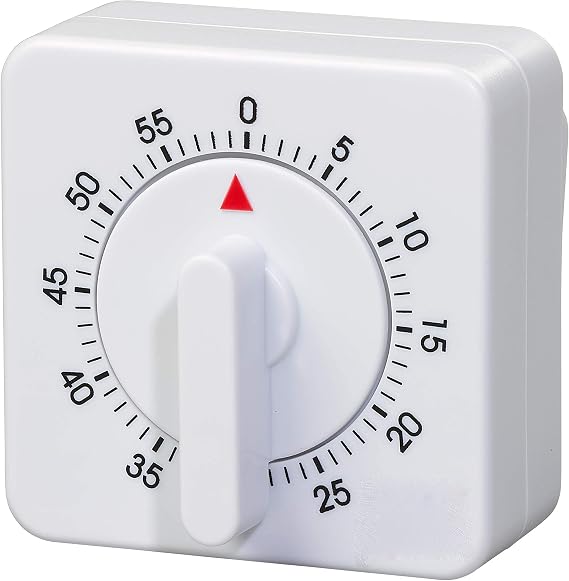 Kitchen Timer,60 Minutes/1 Hour Count Down Alarm Reminder Egg Timers White Square Wind Up Mechanical Timer for Baking Boiling Eggs Cooker Teachers Kids