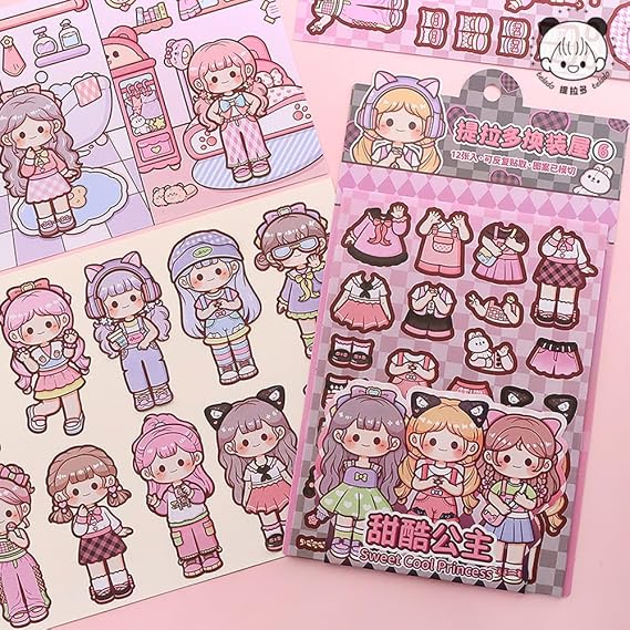 Alideco 12 Sheets, Flake Seals, Collage, Paper, Material Paper, Lace Utopia Stickers, Retro Telado Girl Dress, Overseas, Korea, Sealing Pad, Memo Paper, Notebook Material, Diary Decoration Supplies tianku