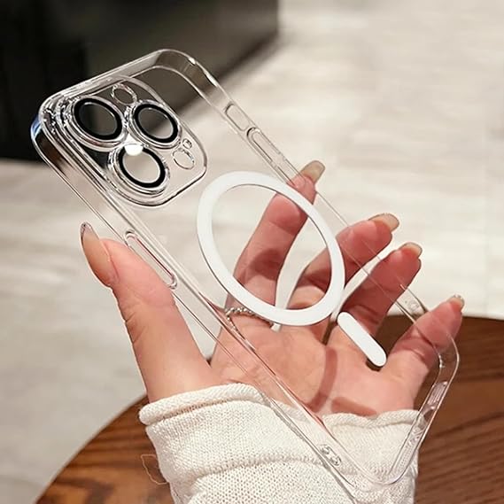 Coverzone iPhone 14 Pro Max ile uyumlu Kılıf Crystal Clear Magsafe ile uyumlu Wireless Şarj Özellikli, İnce Hissiyat, Slot ve Tuşlara Rahat Erişim, Kamera Lens Korumalı Sert Plastik Şeffaf Kılıf