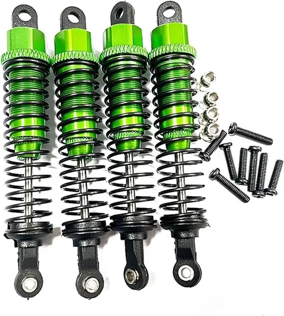 Compatible With LAEGENDARY For BEZGAR 1/12 1/16 RC Car Upgrade Parts Accessories 4Pcs Metal Oil Shock Absorber Damper RC Car Shocks Absorber(Green)