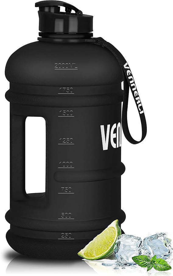 Half Gallon Water Bottle 2.2L Large Sports Water Bottle with Handle 72oz BPA Free Reusable Plastic Water Jug Leakproof Hydro Bottle for Gym Yoga Travel Camping Cycling Outdoor Sports