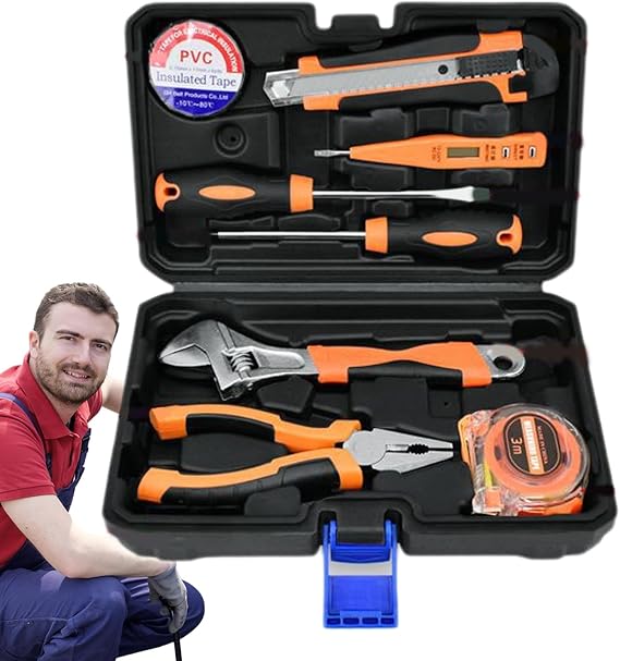 Tool Kit for Home, Wrench Set - Mechanic Tool Set - 8 Mechanic Tool Box Home Improvement Hardware Accessories with Storage Case for Household Repair