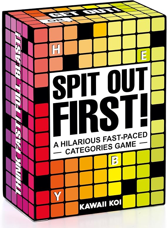 SPIT OUT FIRST - Categories Card Games Fast-Paced & Hilarious Party Game for Ages 14 & Up, 2 to 7 Players or Teams - 108 Word Flash Cards Board Game, Perfect for Family Game Night & Party Favors