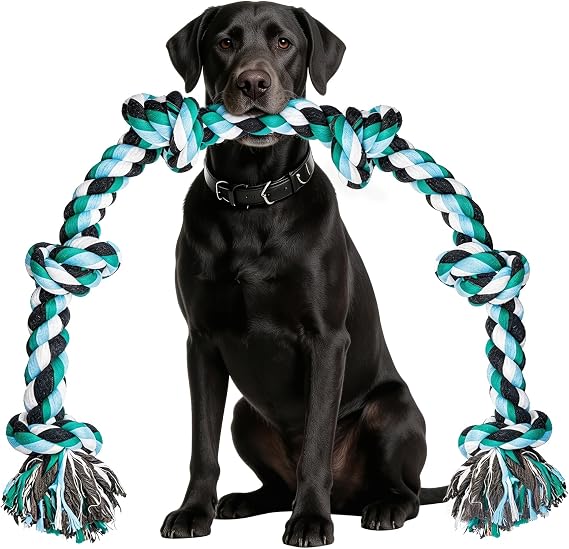 Ycozy XXL 6-Knot Dog Rope Toy for Large Dogs Aggressive Chewers 100CM Heavy Duty Dog Teething Chew Toy Puppy Almost Durable Cotton