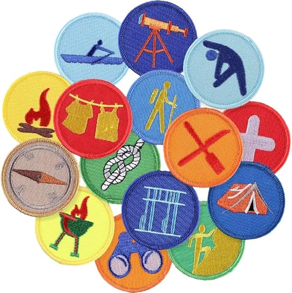 15 Pcs Boy Scout Badge Patch, Outdoor Exploration Camping Hiking Badge Iron on Sew on Patches Applique for Diy Craft Costume Clothes Accessories