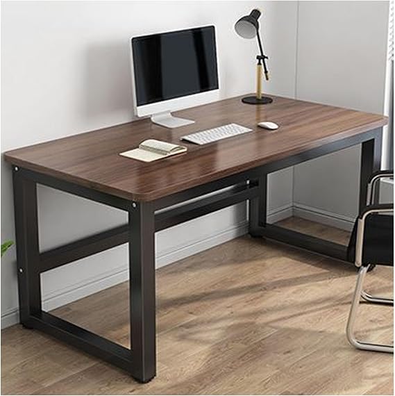 Modern Simple Computer Desk - 50x80cm Gray Oak, Sturdy Non-Foldable Metal Frame, Ideal for Home Office, Study, Writing & Workstation - Stylish Escritorios de Oficina.