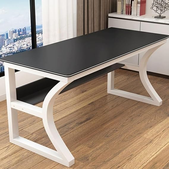 Computer Desk with Thickened Frame Modern Simple Study Writing Table Workstation Desk Home Office Desk(31 Inch, Black & White)