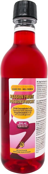 500ml Passion Fruit Diluting Concentrate - Makes 16.5 L Drink - Mixing Ratio 1:32 – Zero Sugar & Highly Concentrated – Passion Fruit Syrup Flavour Ready To Drink