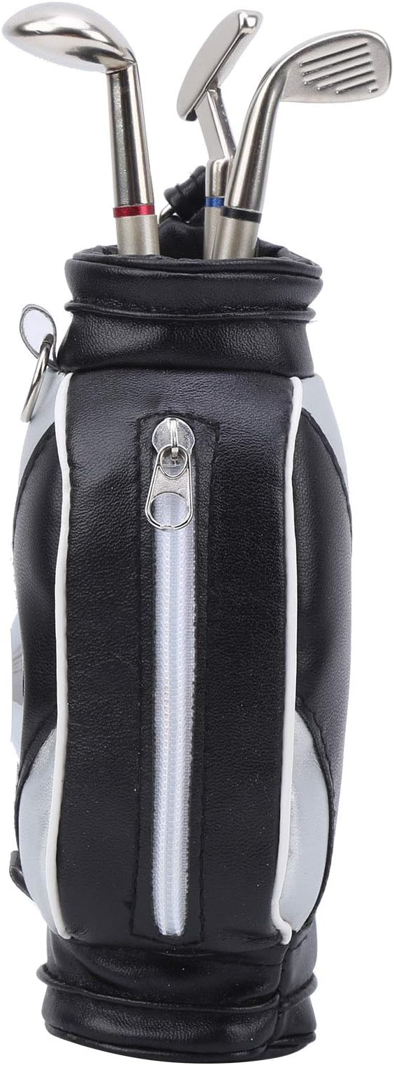 Mini Desktop Bag Pen Clock, Zinc Alloy PU Leather Pen Holder with Electronic Time Clock, for Lovers Office Desk Decor Gift