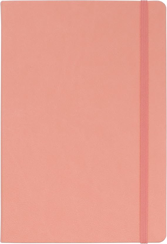 Amazon Basics Executive Notebook, 240 Lined Pages, Hardcover Leather, Dual Ribbon Bookmarks, A5 (14.5 x 21.3 cm), Pink