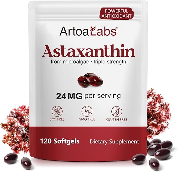 Astaxanthin Supplements 24mg | Premium Natural Antioxidant from Microalgae