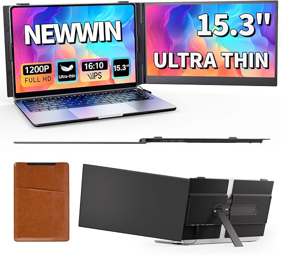 Laptop Screen Extender Ultra Thin Lightweight 15.3" FHD 1200P IPS Dual Screen Laptop Monitor Extender Portable Extra Extended Monitor for 15-17.3" Laptops Compatible with Windows Chrome Macbook