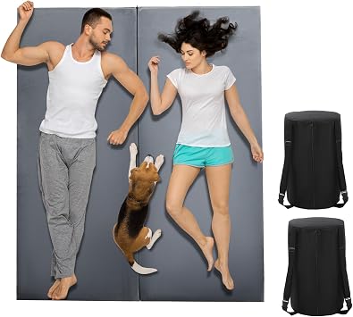 REDCAMP 7.6cm Thick Memory Foam Camping Mattress, Detachable outer Cover, Portable Roll Up Single Guest Bed for Car, Tent & Floor, Futon Mat Sleeping Pad, Grey Small Single/Large Single/Double