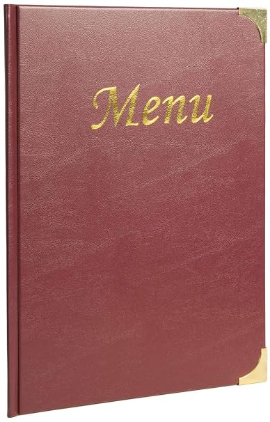Securit Premium Faux Leather A4 Menu Holder - 8 Page to View Sleek Display Folder for Food and Drinks - Ideal for Restaurants, Cafe or Bar (Red)