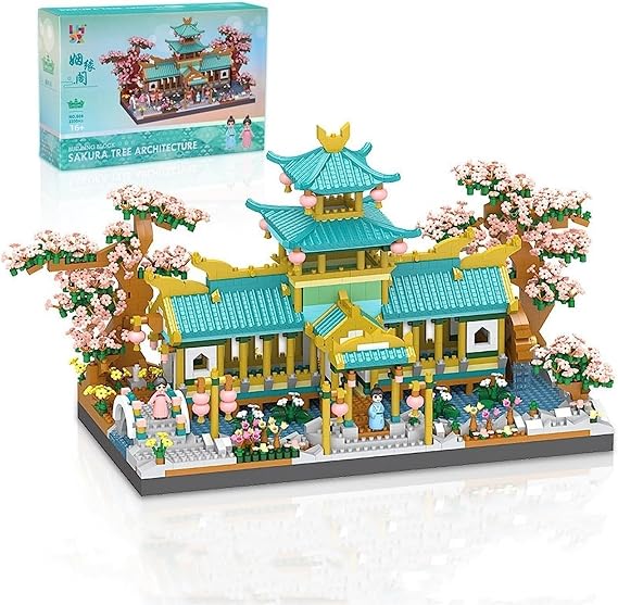 Garden Chinese Style Architecture Nano Mini Building Model, 2350 Pcs Marriage Pavilion Building Set for Adults, Home Decor Accessories NOT Compatible with Major Brands