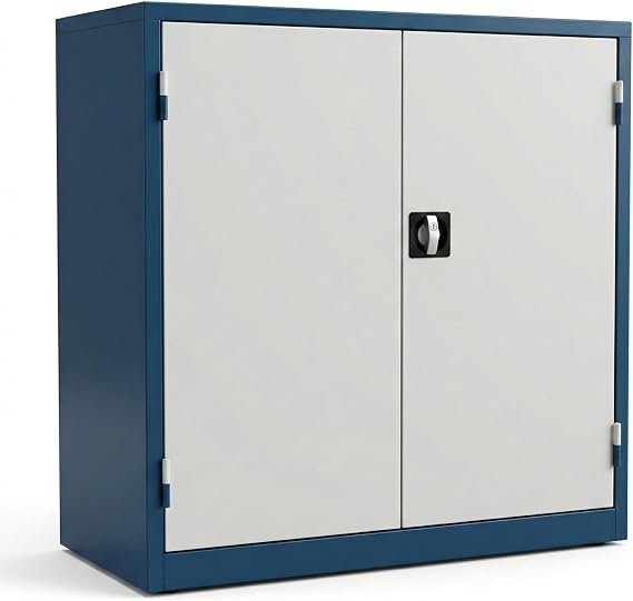 Horison Industries Lockable Metal Storage Cabinet, 2 Shelf, 1060x1000x450mm
