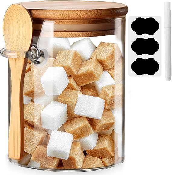 Glass Jars with Airtight Lid and Spoon, Glass Food Storage Jars Containers, Overnight Oats Containers with Lids, Decorative Kitchen Jars for Coffee/Tea/Sugar/Spice, Bath Salt Containers 530ML(1PCS)