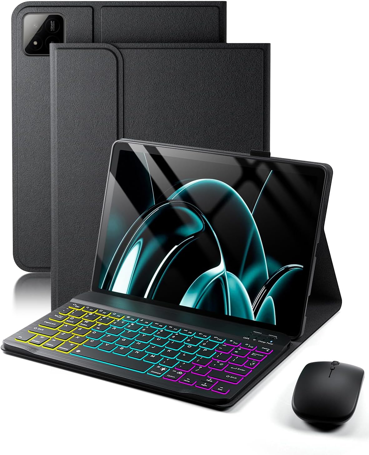 Backlit Keyboard Mouse Case for Xiaomi Pad 7  PAD 7 Pro 2024 Xiaomi Pad 8  PAD 8 Pro 2025 11.2-inch ,with Wireless Bluetooth British Layout Keyboard and Mouse, Magnetic Design Detachable,Black