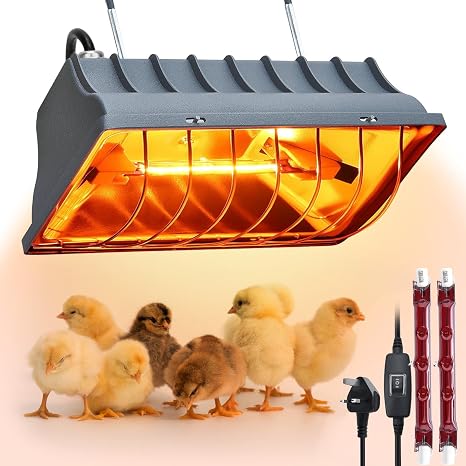 Heat Lamp for Chicks 175W Chicks Heating Lamp -2M Adjustable Height, High/Low Settings, Waterproof Splash-Resistant Cover Infrared Heat Lamp for Chicks, Ducklings, Rabbits & Puppies