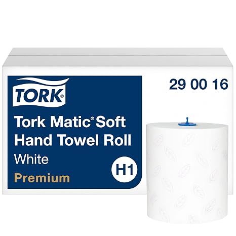 Tork Matic hand towel roll 290016, H1 paper towels for dispenser, extra soft, high absorbency, tear-resistant, 2-ply, white, 6 x 100 m