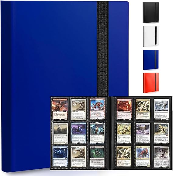 9-Pocket Trading Card Binder, Standard 360 Pockets Trading Card Album Folder, PU Leather Card Collection Binder, Portable Side Loading Card Folder for Collectible Card Games, Sports, TCG (Blue)
