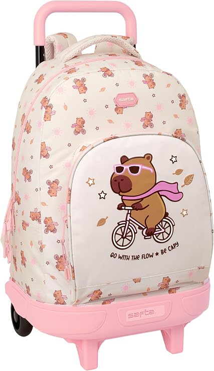 SAFTA CAPIBARA – Large Backpack with Wheels, Compact, Removable, Ideal for Children of Different Ages, Comfortable and Versatile, Quality and Resistance, 13 x 22 x 45 cm