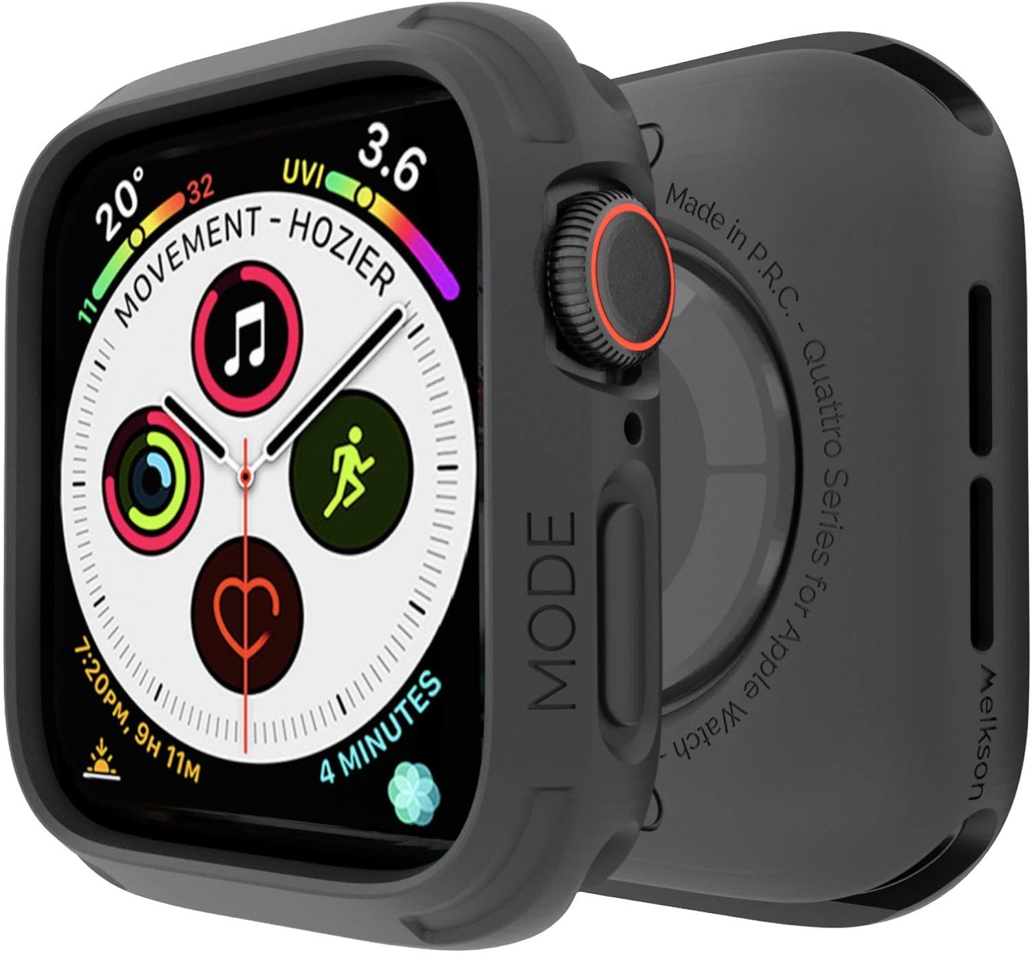 Compatible with Apple Watch Band 41mm 40mm Bumper Case, Elkson Quattro Rugged Men Bands for Apple Watch SE and iWatch Series 7 6 5 4 Cover, Sport Military Protective Cases Drop-Proof, Black