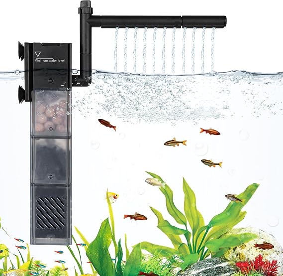 Hygger 5 in 1 Aquarium Internal Filter Fish Tank Filter, 15W Submersible Filter for Small Aquariums for 30-45 Gallon Tank Aquarium Filter 63-170L