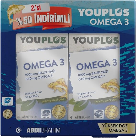 YOUPLUS Omega 3 Balık Yağı 30 Kapsül - 2 Kutu Avantajlı Paket