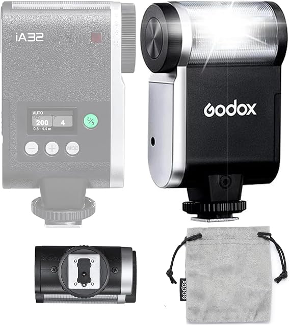 GODOX iA32 Flash Unit Camera Flash iFlash Mini, GN15 A/M Mode, S1/S2 Optial Trigger, 2.5S Recall Time, GODOX iA32 Flash Head for Fuji Canon Nikon Sony Olympus Panasonic Camera