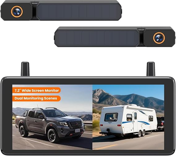 AUTO-VOX 7.2" Solar Wireless Reversing Camera Kit with DVR Loop Recording
