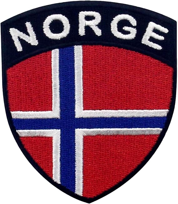 Norway Shield Flag Patch Embroidered Applique Iron On Sew On Norwegian National Emblem