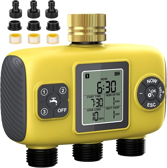 Garden Watering Timer 3 Outlets Drip Irrigation Timer for Lawn Hose Timer