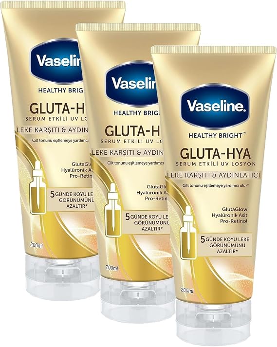 Vaseline Gluta Hya Serum Etkili UV Losyon Leke Karşıtı ve Aydınlarıcı 200 ml (3 paketi)