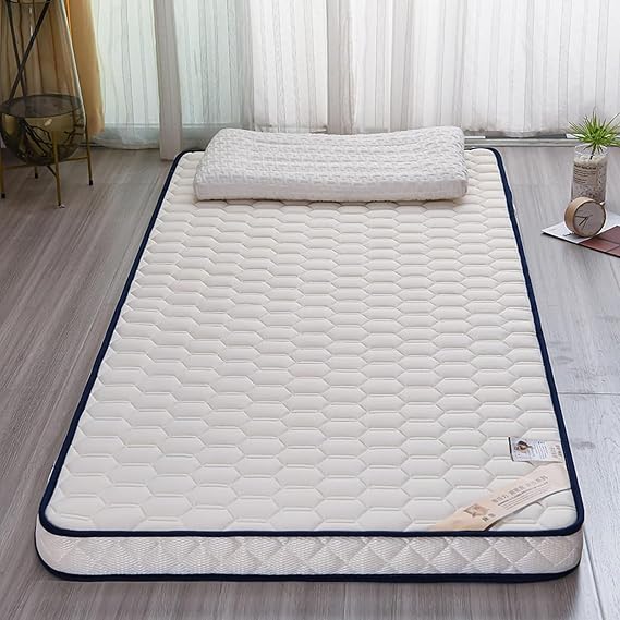 Padded Floor Matless Quilted Bed Mattress Topper, Latex Mattress, Full Size Futon Mattress, Extra Thick Folding Sleeping Pad Breathable Floor Lounger for Guest Bed Living Room Bedroom Camping Sofa