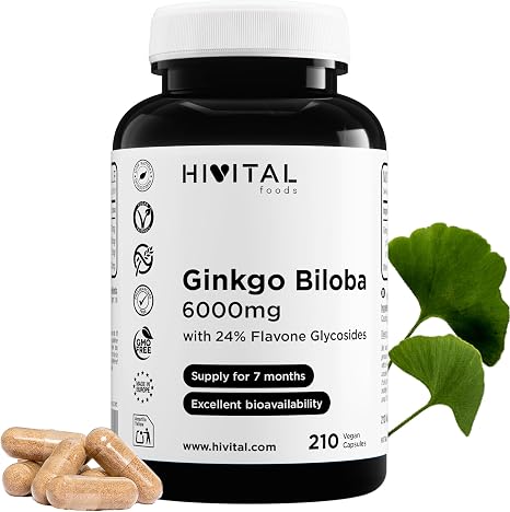 Ginkgo Biloba 6000 mg 210 Vegan Capsules for a 7 Month Treatment