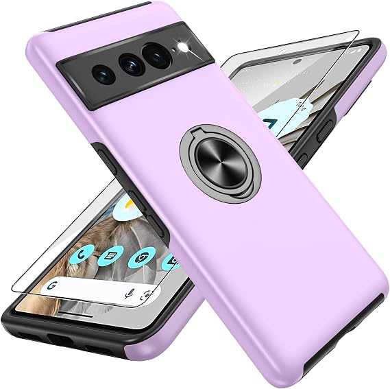 Pixel 7 Proケース Google Pixel 7 Proケース スライドカメラカバー付き 耐衝撃 Google Pixel 7 Pro電話ケース 磁気キックスタンドケース付き パープル