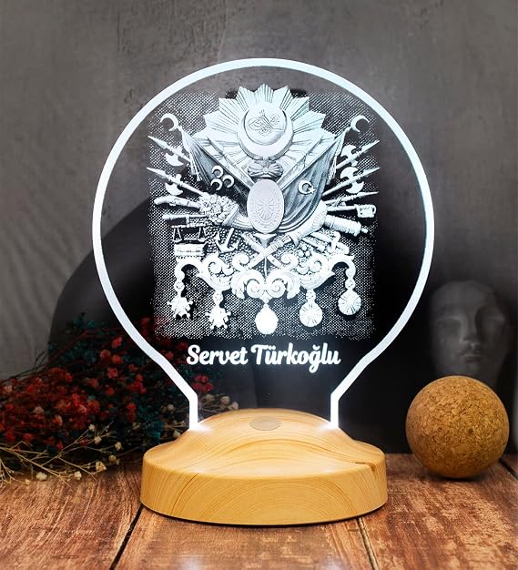 Babaya Hediye, Osmanlı Tuğrası 3D LED Lamba - Tarih ve Sanatseverler İçin Kişiye Özel Hediyelik, Osmanlı Temalı Dekorasyon