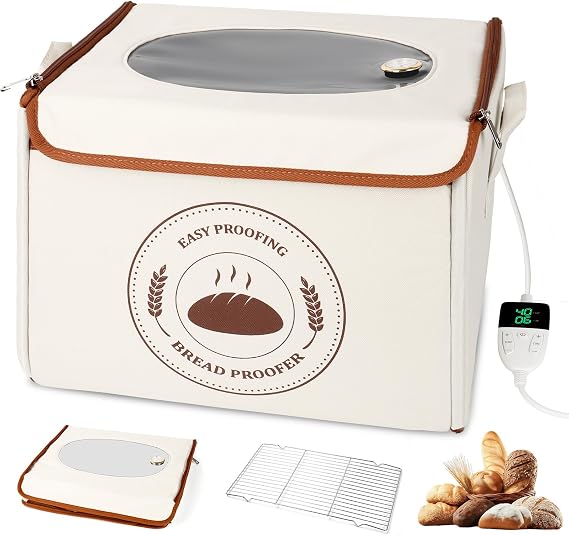 Bread Dough Proofing Box with Heater, Temperature & Timer Control, Humidity Display Electric Bread Proofer, Proofing Accessories for Making Sourdough, Bread, Pizza, Yogurt