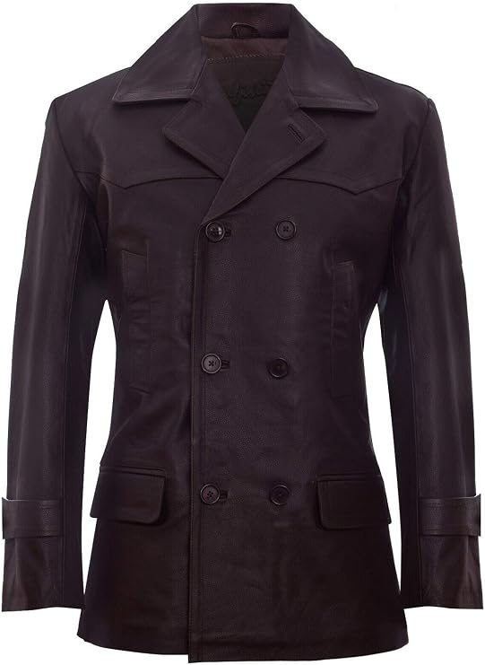 Infinity Leather Men's German Marine Dr Who Cowhide Leather PEA Coat