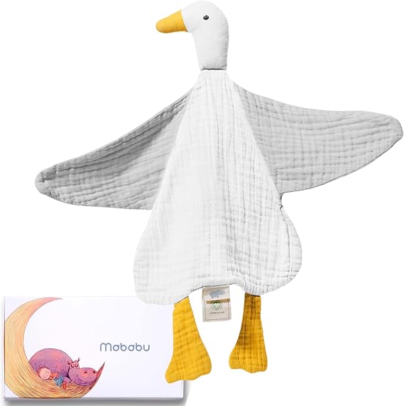 Baby Muslin Comforter - Organic Cotton & Oeko-Tex - Cuddly Toy Duck - Gift for Birth 4-Ply Extra Soft for Newborns Boys & Girls Washable as a Cuddle Blanket
