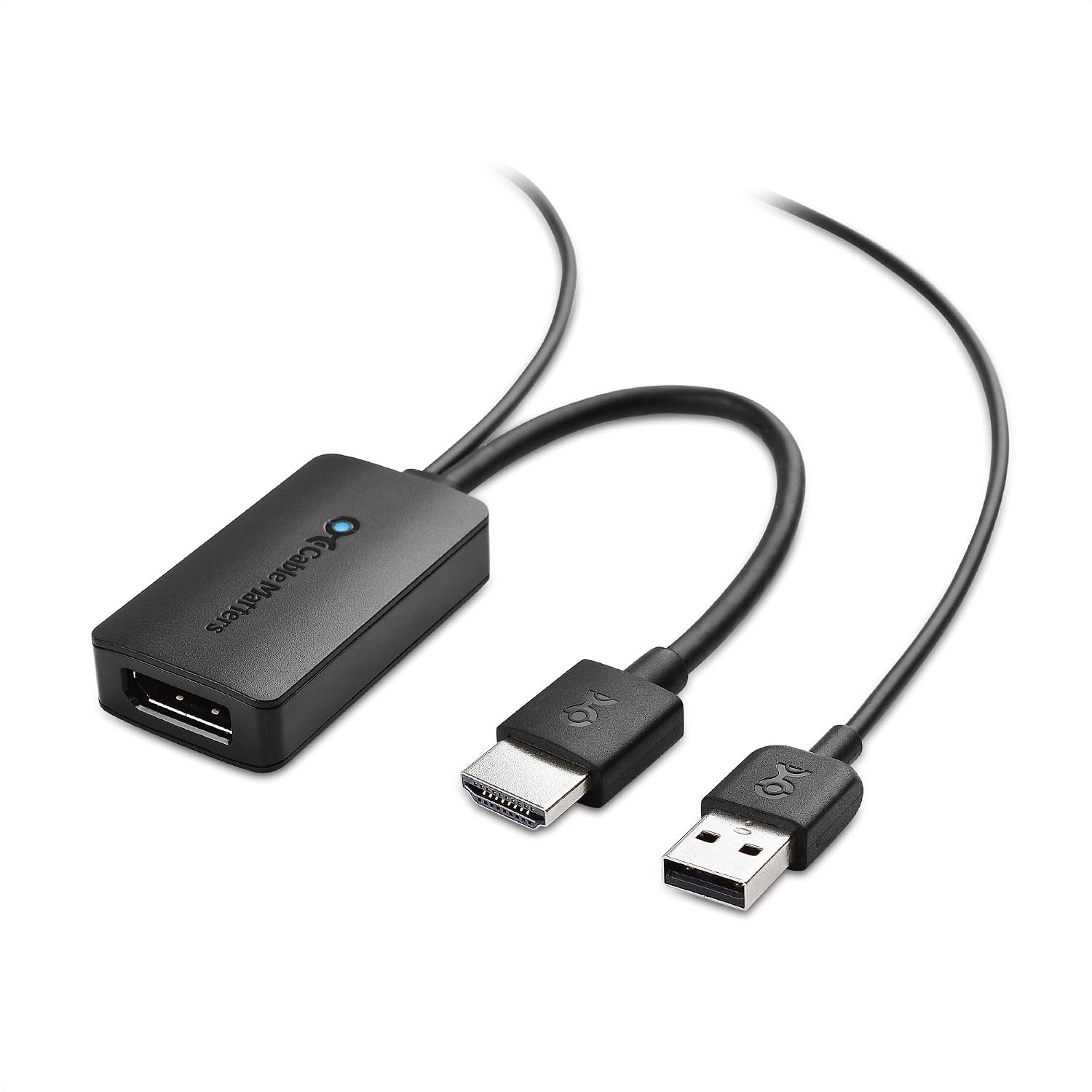 Cable Matters Uni-directional HDMI to DisplayPort Adapter for Desktop and Laptop Computers HDMI 2.0 to DisplayPort 1.2 with 4K 60Hz Video Resolution - Not Compatible with PS5 or Xbox Series XS