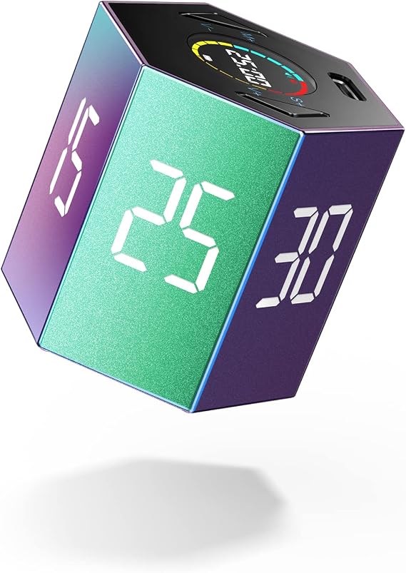 Ticktime Pro・New Era Digital TimerGradient Edition Regular Hexagon Pomodoro Kitchen Timer Cube Timer 5-Level Volume Adjustment/Silent Mode/Vibration Mode Type-C Charging Automatic Power Off Function
