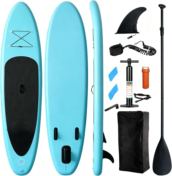 10FT Inflatable Stand Up Paddle Board SUP Set, Durable 3-Layer PVC Surfboard with Pump, Paddle, Backpack & Accessories Kit, High Stability 270L SUP Paddle Board