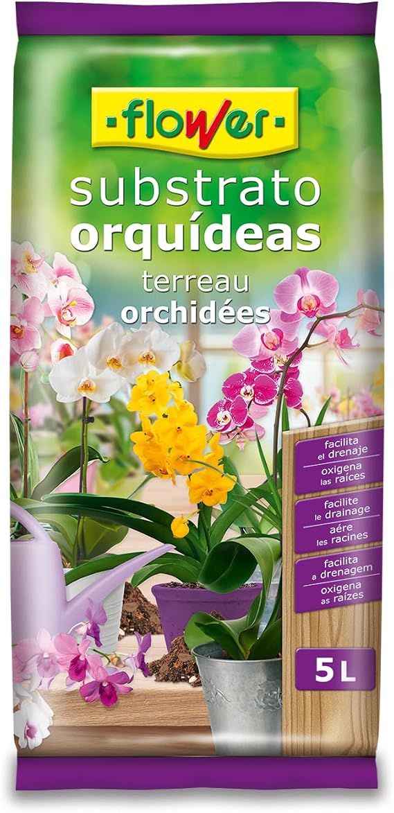 Flower - Substrate for Orchids 5 L | Pine Bark for Orchids and Epiphytic Plants | Drainage and Aeration | Moisture Retention | Root Development