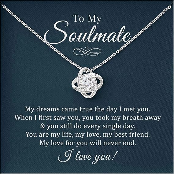 Vceoa Silver Love Knot Necklace - Gifts for Mum, Daughter, Sister, Soulmate, Daughter-in-Law, Unbiological Sister - Christmas, Birthday, Graduation Gift from Mum Dad