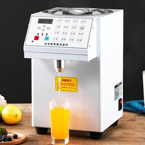 8L Fructose Quantitative Machine, Automatic Fructose Dispenser, Syrup Dispenser, 16 Grid Memory Buttons, Stainless Steel Liner, Self-Locking Spout + Self-Cleaning Function,White