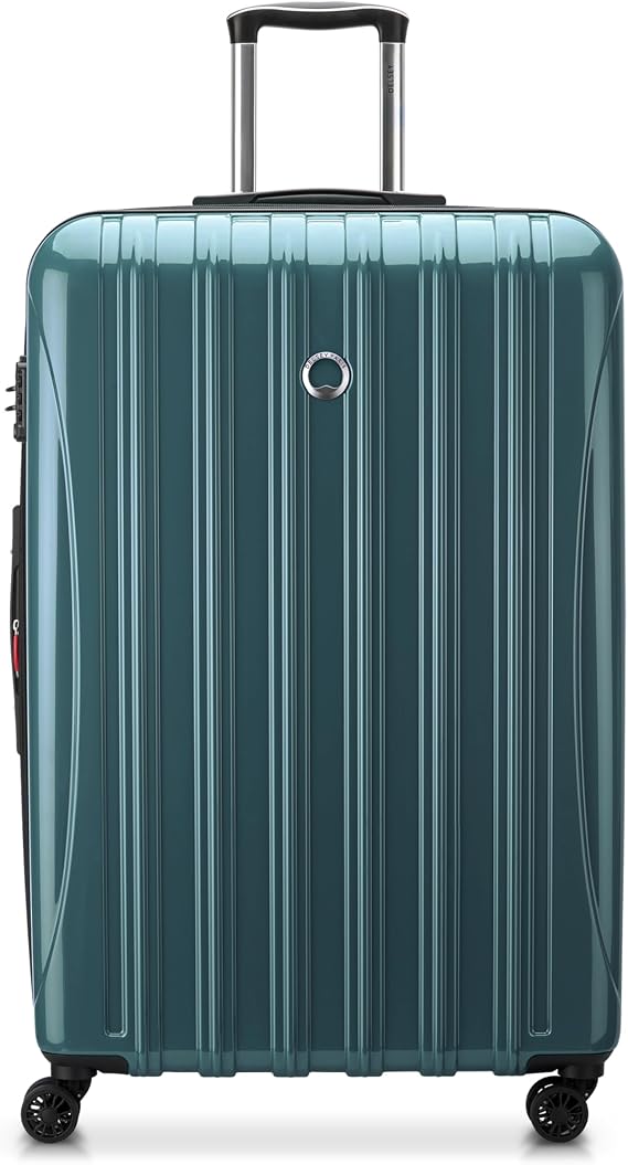 DELSEY PARIS Helium Aero Hardside Expandable Luggage with Spinner Wheels, Metallic Green, Checked-Large 28 Inch, Helium Aero Hardside Expandable Luggage with Spinner Wheels