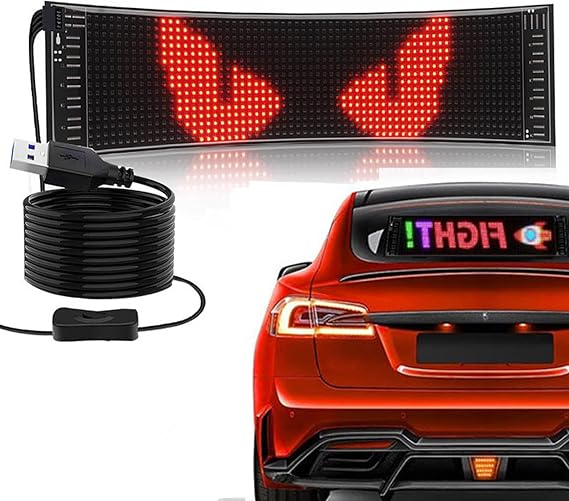 Car Devil Eye, Devil Eye Light, For Cars, LED Screen, Multi-Language Display, Track, Eyes Moving, DLY APP Application Control, Devil Eye Panel, Waterproof Material, Flexible LED Panel, Wide